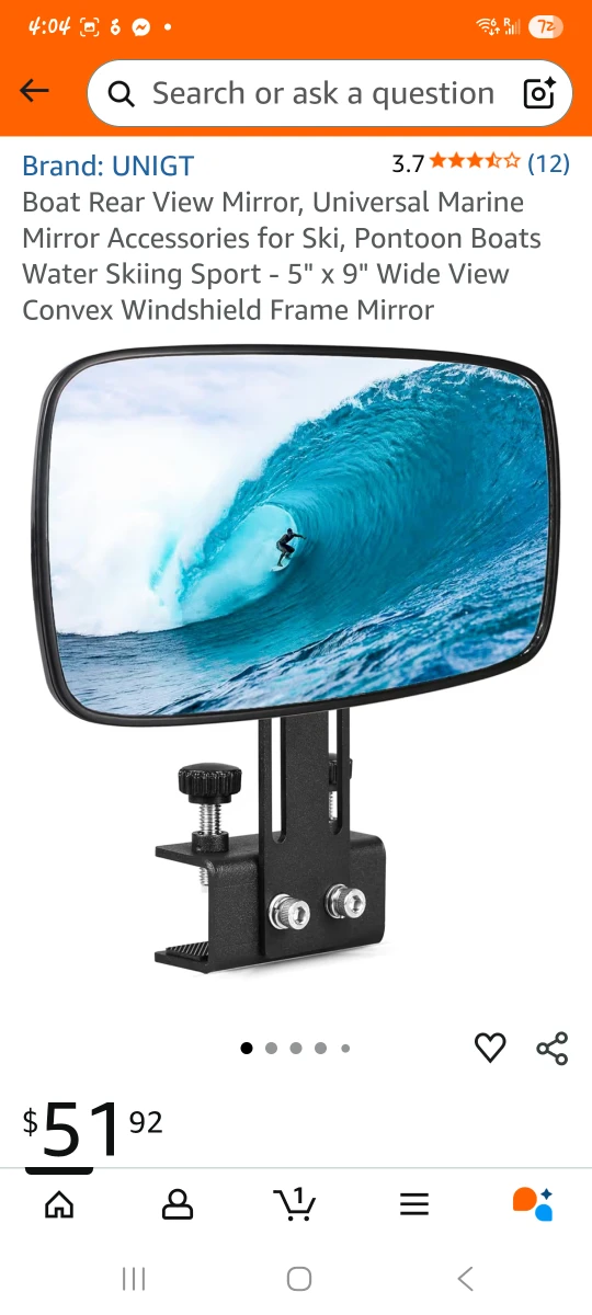 Boat Rear View Mirror 5" x 9" - NEW
