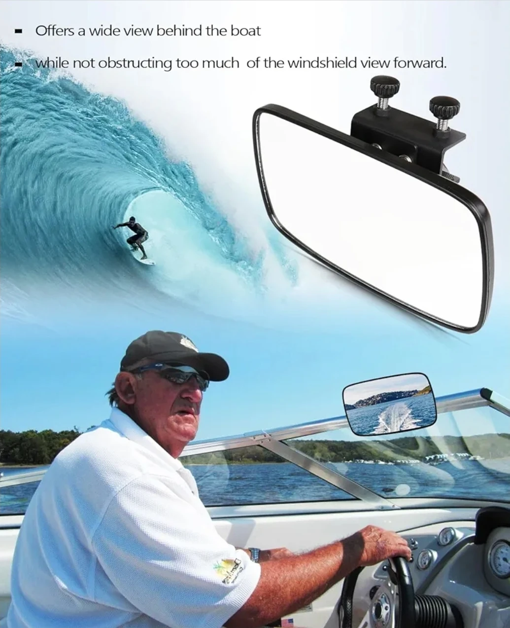 Boat Rear View Mirror 5" x 9" - NEW - photo 2
