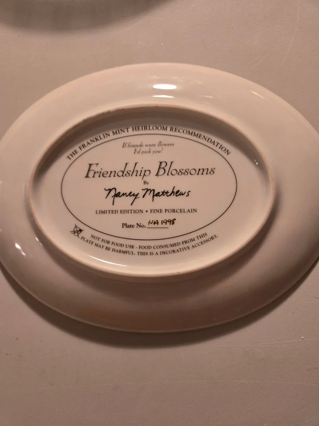 Franklin Mint Friendship Blossoms Plate image indicator(2)