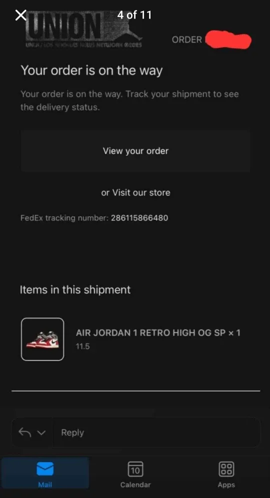 Air Jordan 1 Retro High Union Los Angeles, Size 11.5 image indicator(7)