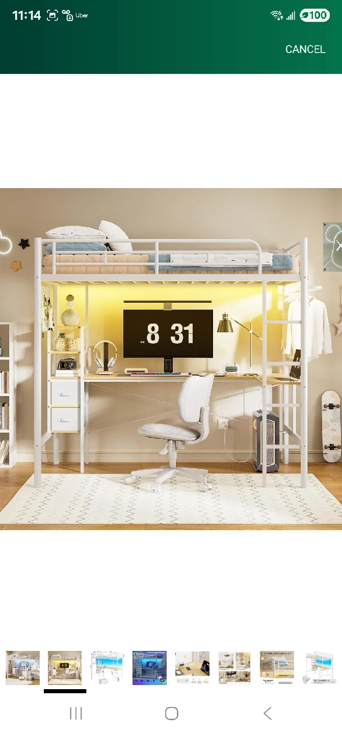 HAUSSOURCE Loft Bed Twin Size w/ Desk & Shelves - photo 2