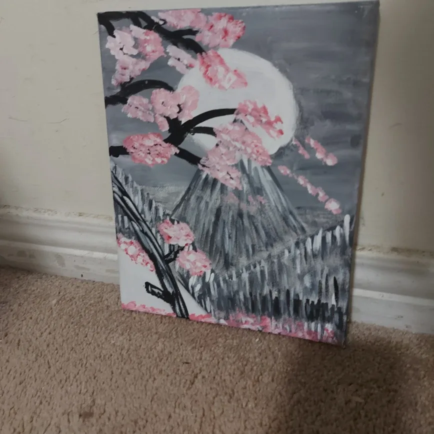 Hand-painted Cherry Blossom Canvas