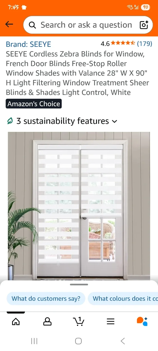 Zebra Roller Window Blinds 28"x90"