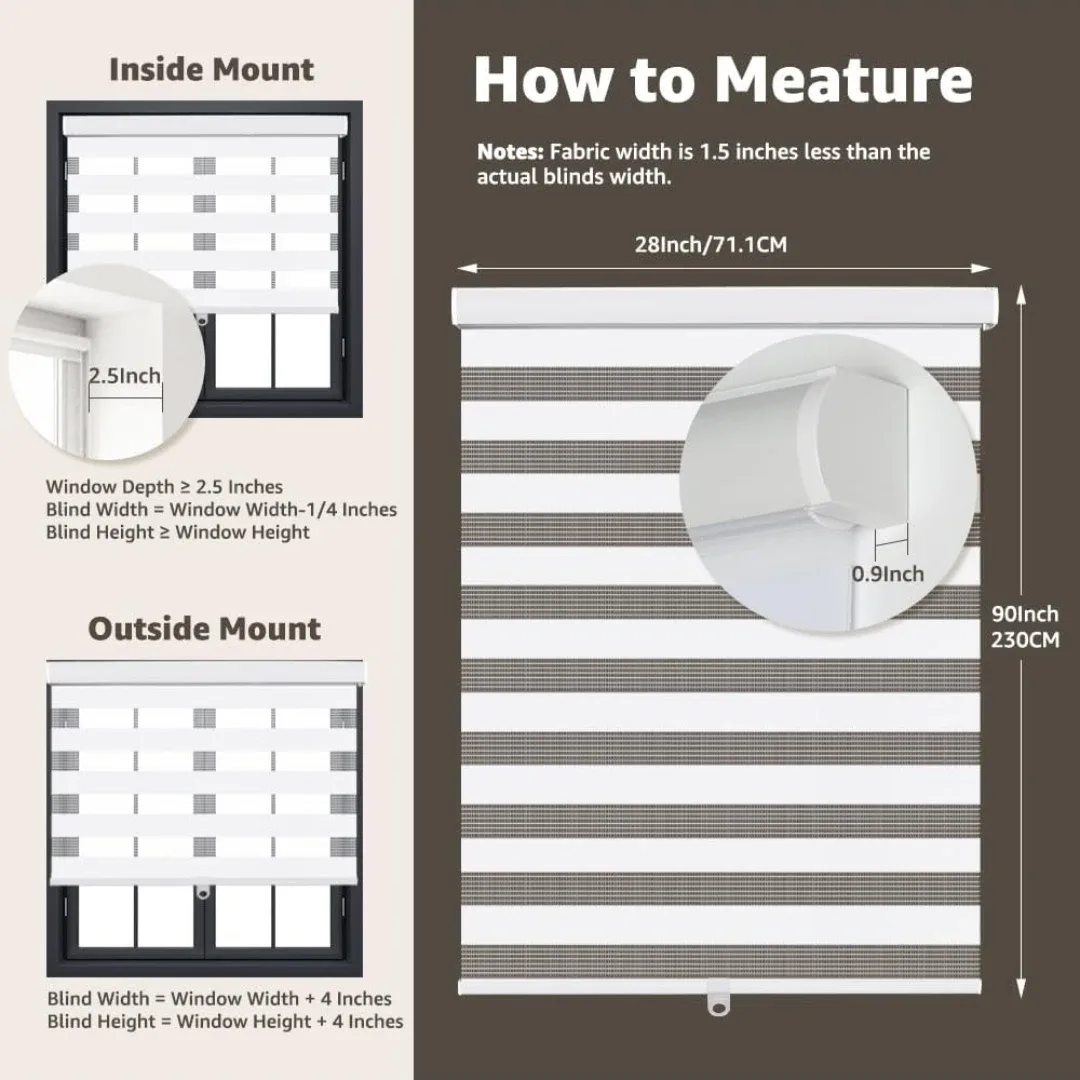Zebra Roller Window Blinds 28"x90" image indicator(2)
