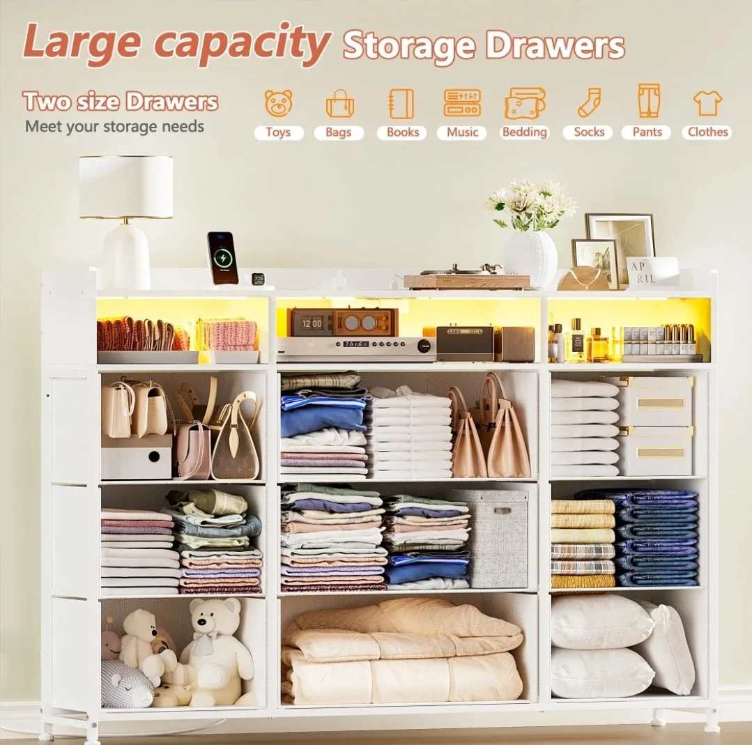 White Storage Dresser with 9 Drawers image indicator(5)