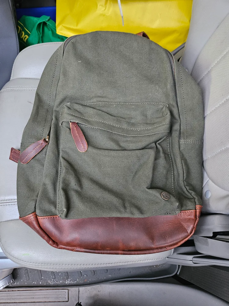MAHI Leather Backpack - Olive Green & Brown