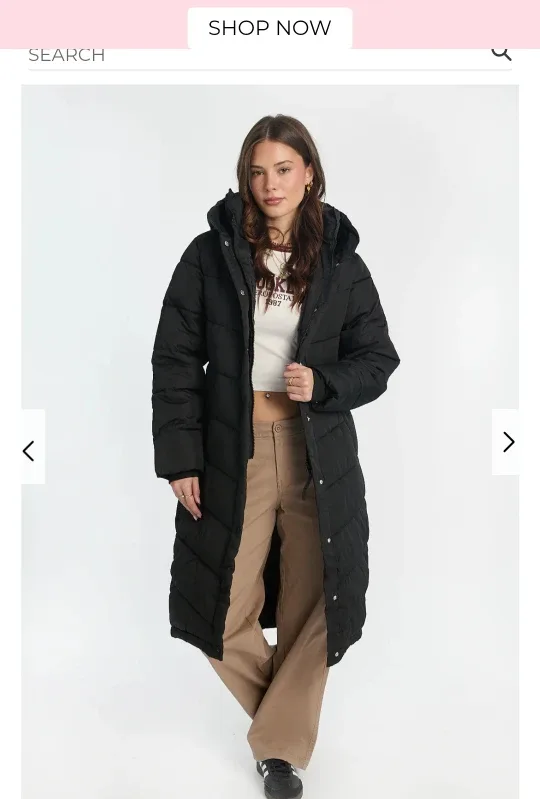 Bluenotes Long Hooded Puffer Jacket - Size L