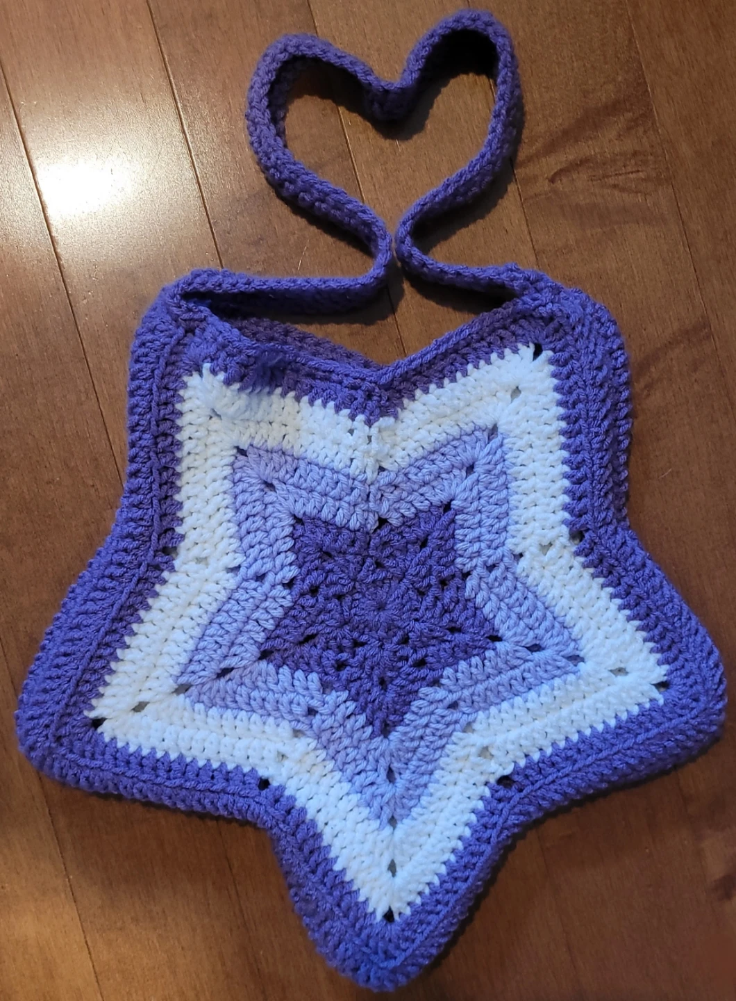 Purple Crochet Star Bag - Handmade