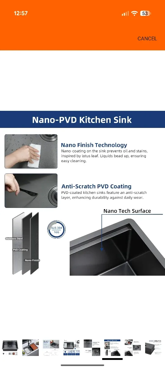 Davivy Kitchen Sink - 30 x 22 x 10 inches image indicator(6)