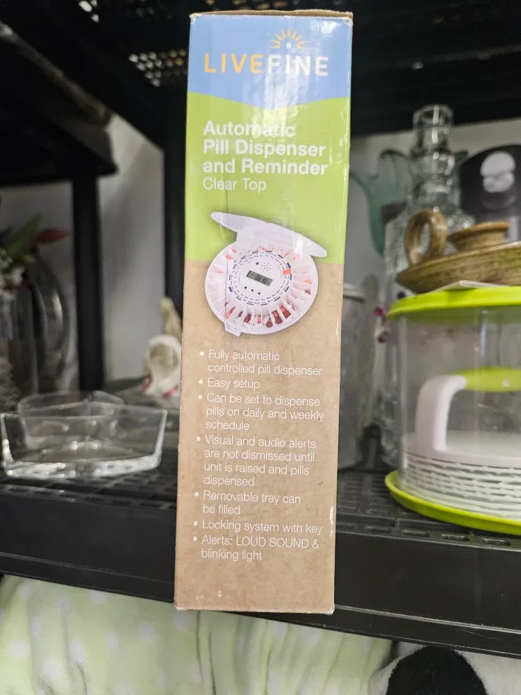 LiveFine Automatic Pill Dispenser w/ Reminder, Clear Top image indicator(2)