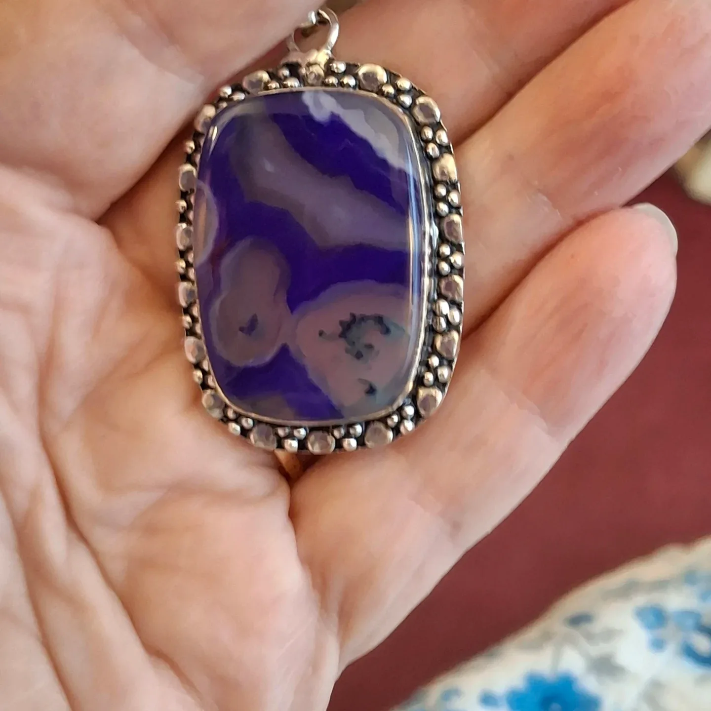 Sterling Silver & Purple Agate Pendant image indicator(2)