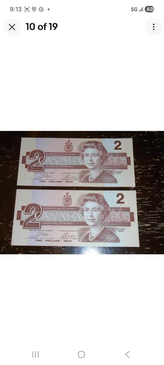 1986 Bank of Canada, Consecutive $2 Bills/AUJ/Crow-Bouey + bonus image indicator(8)
