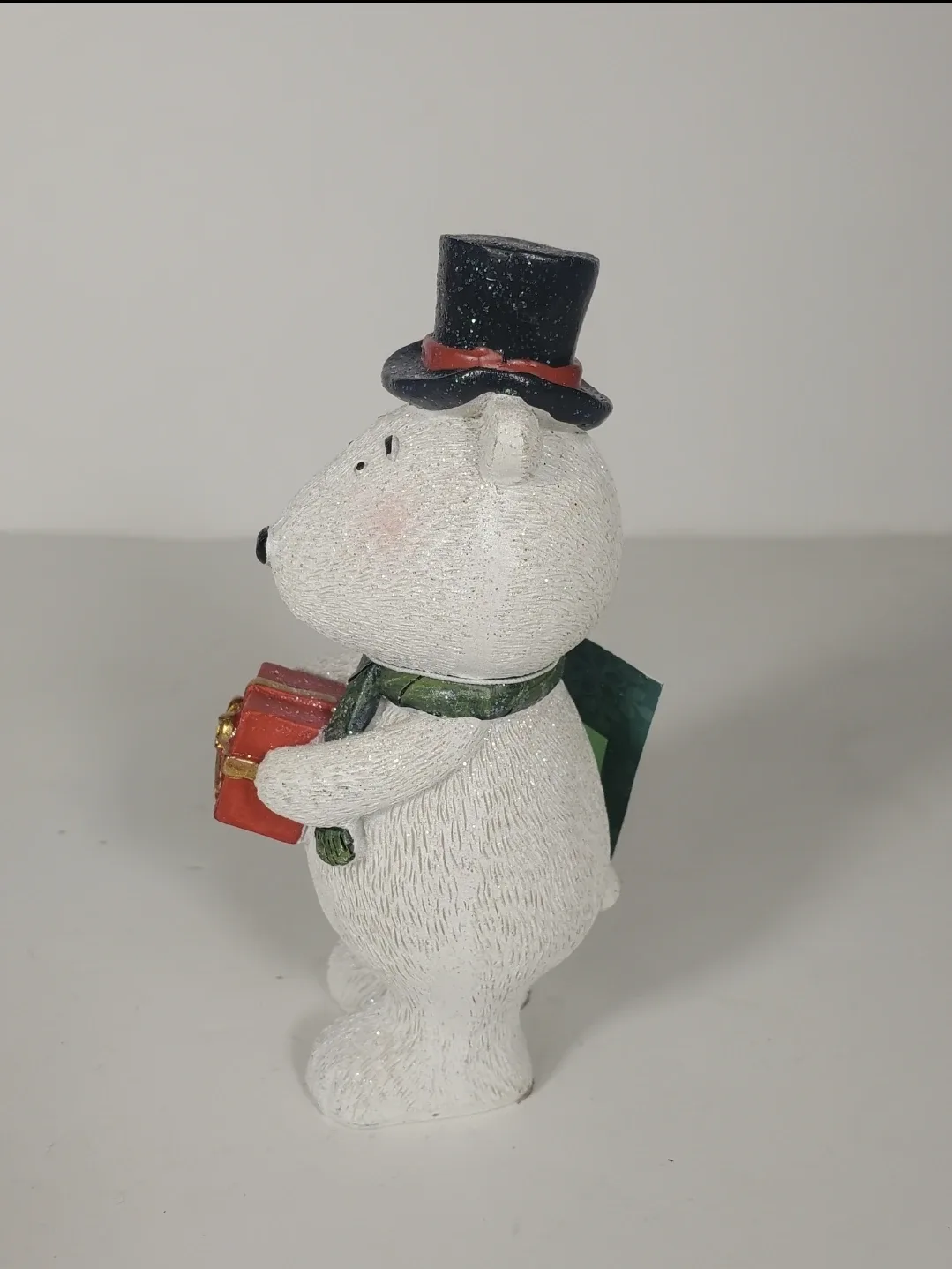 Christmas Glitter Polar Bear Present Holiday Home Decor 6 Inches image indicator(2)
