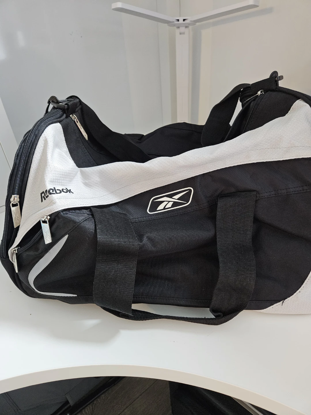 Reebok Black & White Duffle Bag