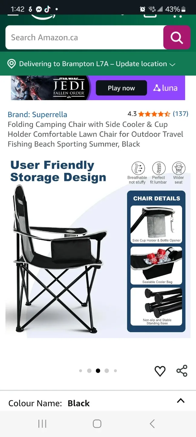 Folding Camping Chair  Set of 2 brand new image indicator(4)