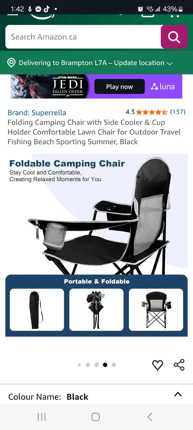 Folding Camping Chair  Set of 2 brand new image indicator(6)