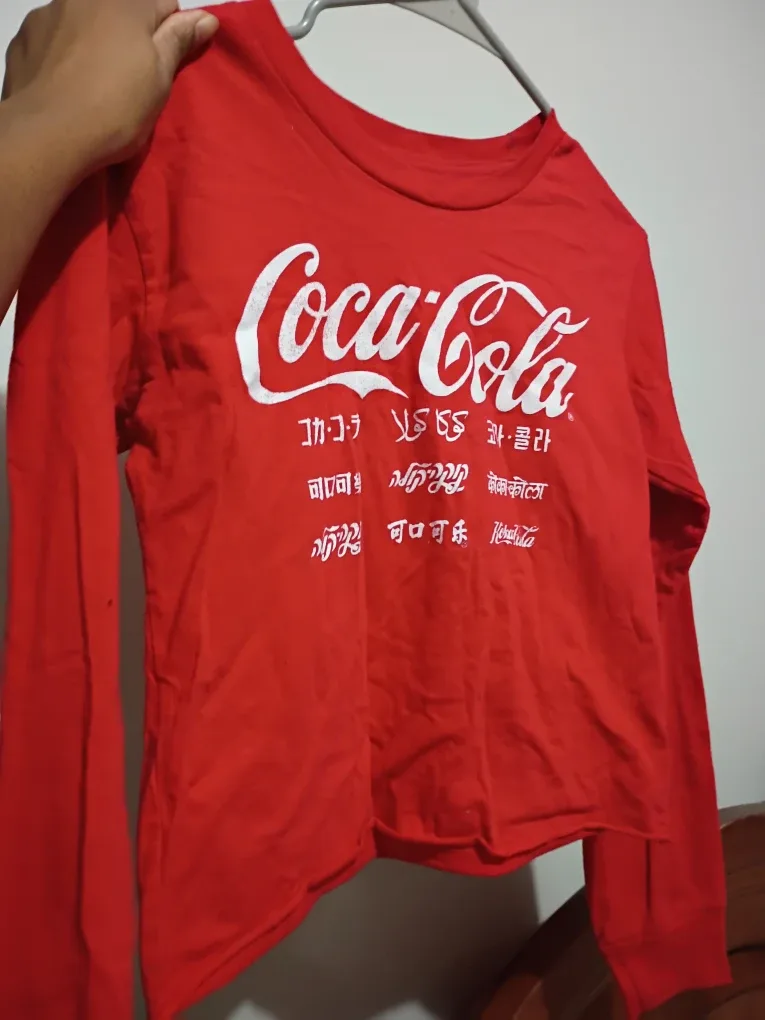 🥦 Retro Coca Cola Cropped Long Sleeve Shirt