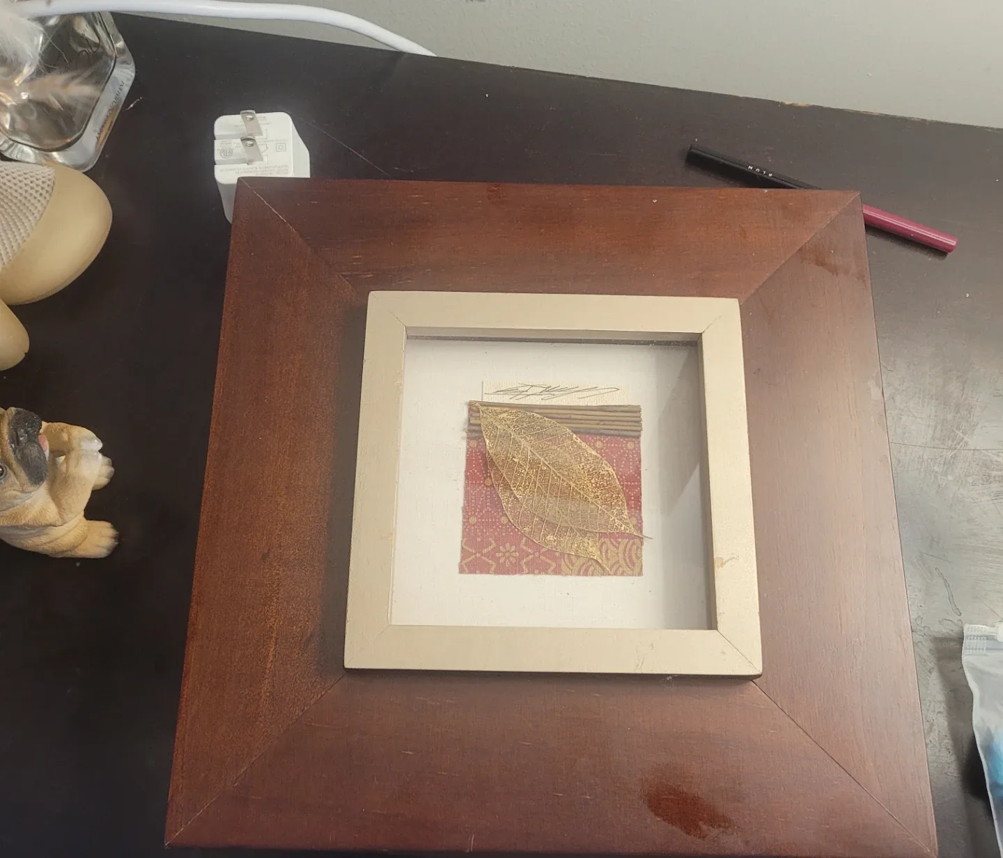 Two Small Framed Leaf Art - Wall Decor