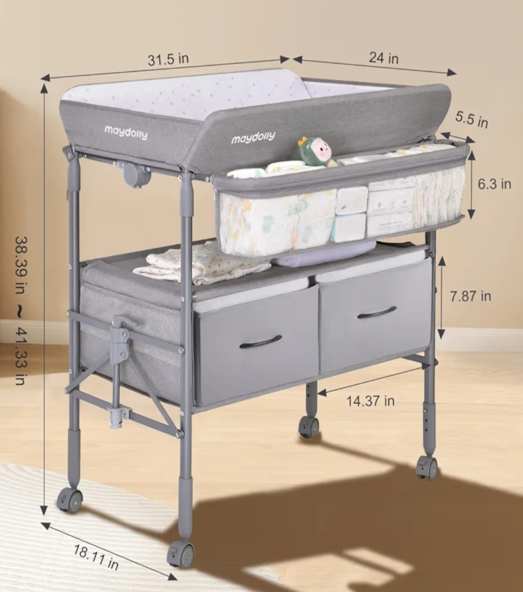 Maydolly Baby Changing Table with Storage