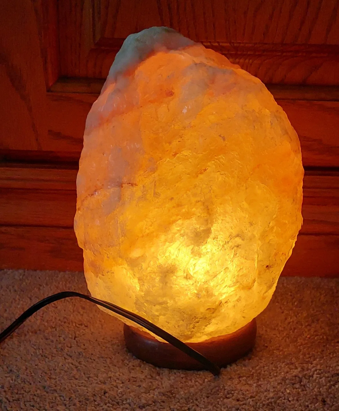 Himalayan Salt Lamp with Wood Base thumbnail