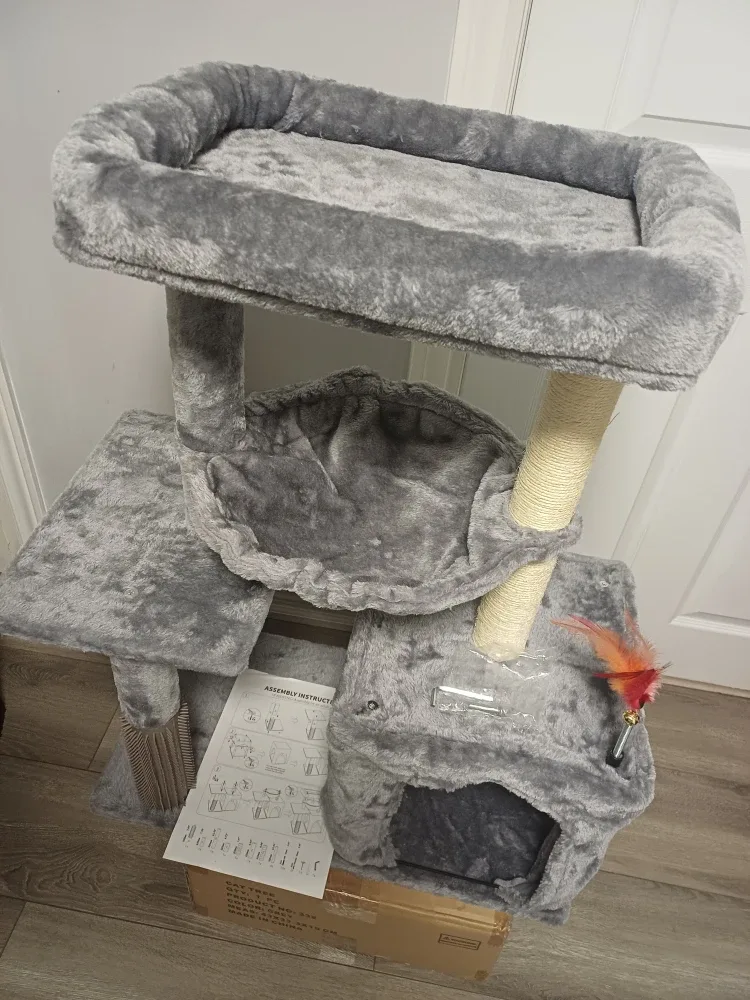 Grey Cat Tree with Scratching Post & Condo image indicator(7)