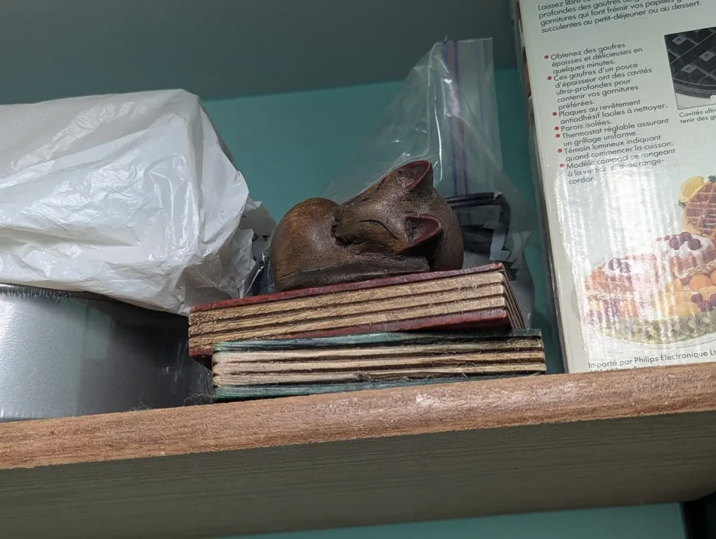 Wooden Cat Figurine on Books image indicator(3)