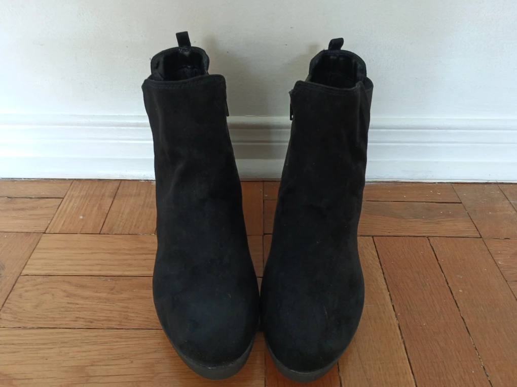 Black Wedge Ankle Boots - Size 9
