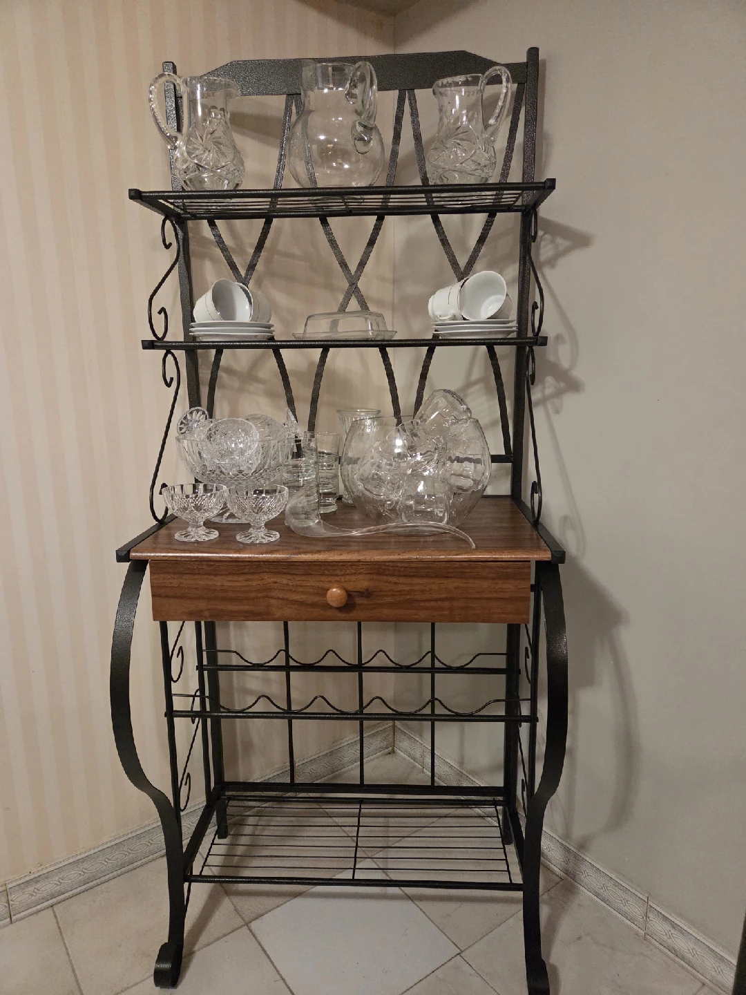 Metal and Wood Bakers Rack