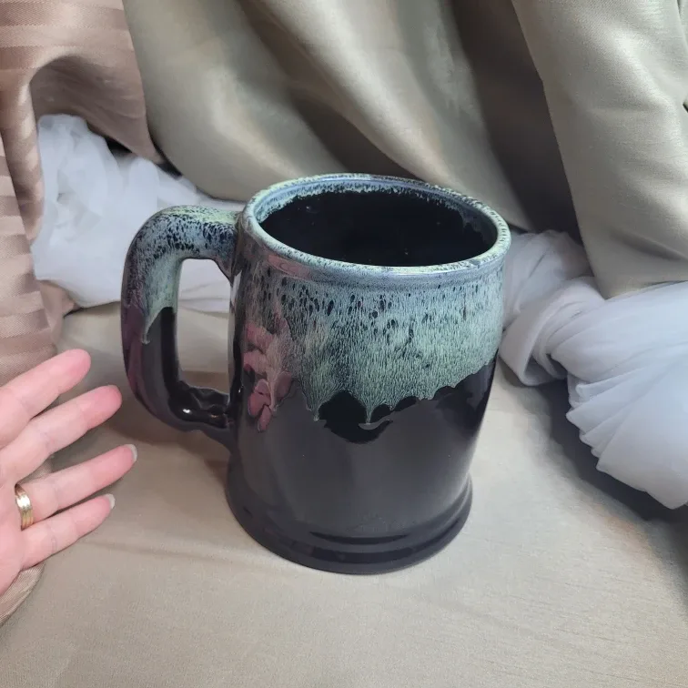 Unique Vintage Canadian Pottery Drip Glaze OverSized Mug.. image indicator(2)