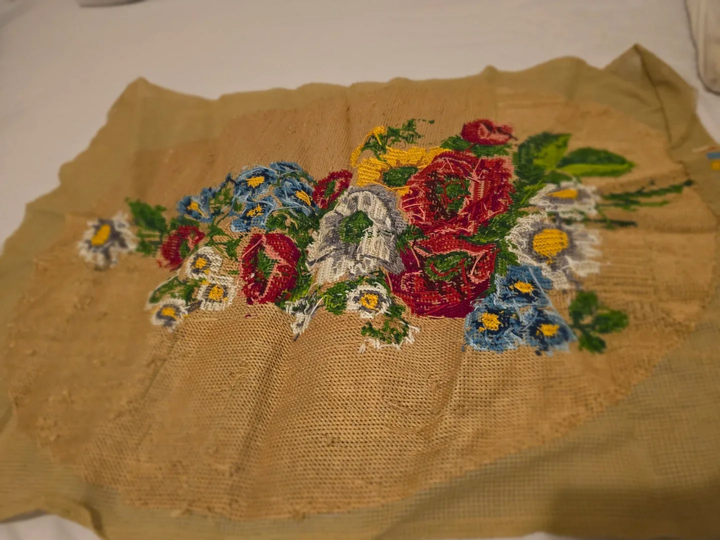 COMPLETED Vintage Floral Needlepoint Canvas image indicator(4)