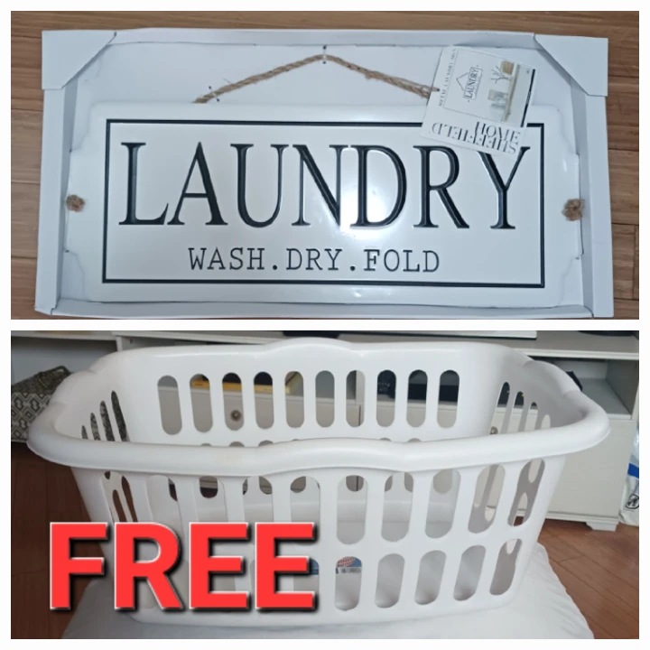 Laundry Metal Wall Sign with a FREE Laundry Basket
