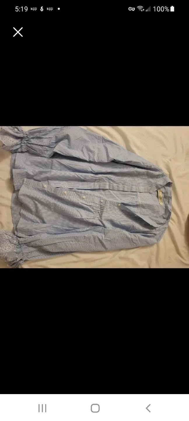 Abercrombie Striped Blouse with Eyelet Sleeves thumbnail