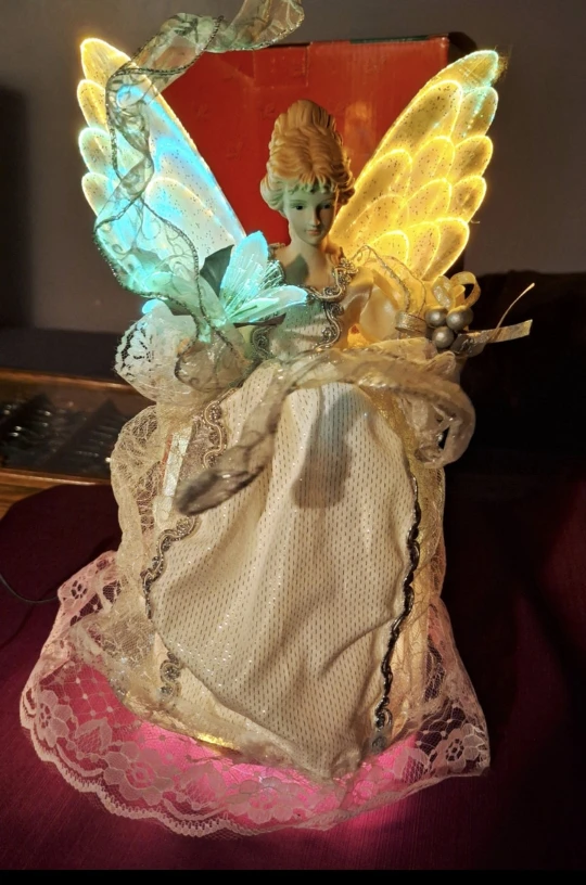 Vintage Sterling ANIMATED Fiber Optic ANGEL Tree Topper - photo 3