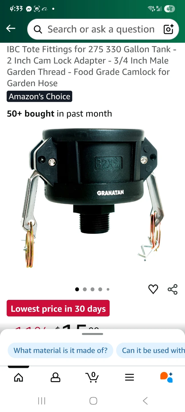 GRANATAN IBC Tote Fittings - 2 Inch Cam Lock Adapter