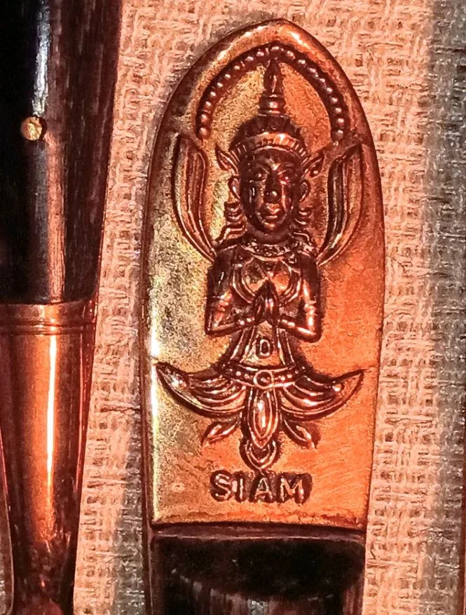 mid century SIAM brass & wooden 132 PC. flatware set image indicator(8)