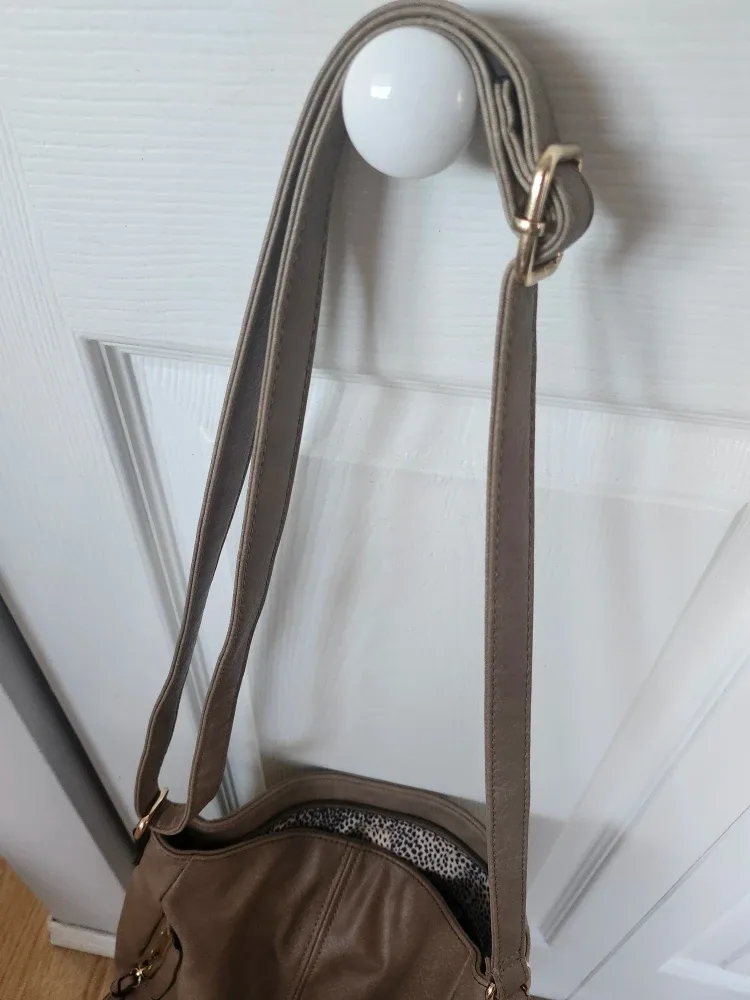 Taupe  soft leather handbag image indicator(2)