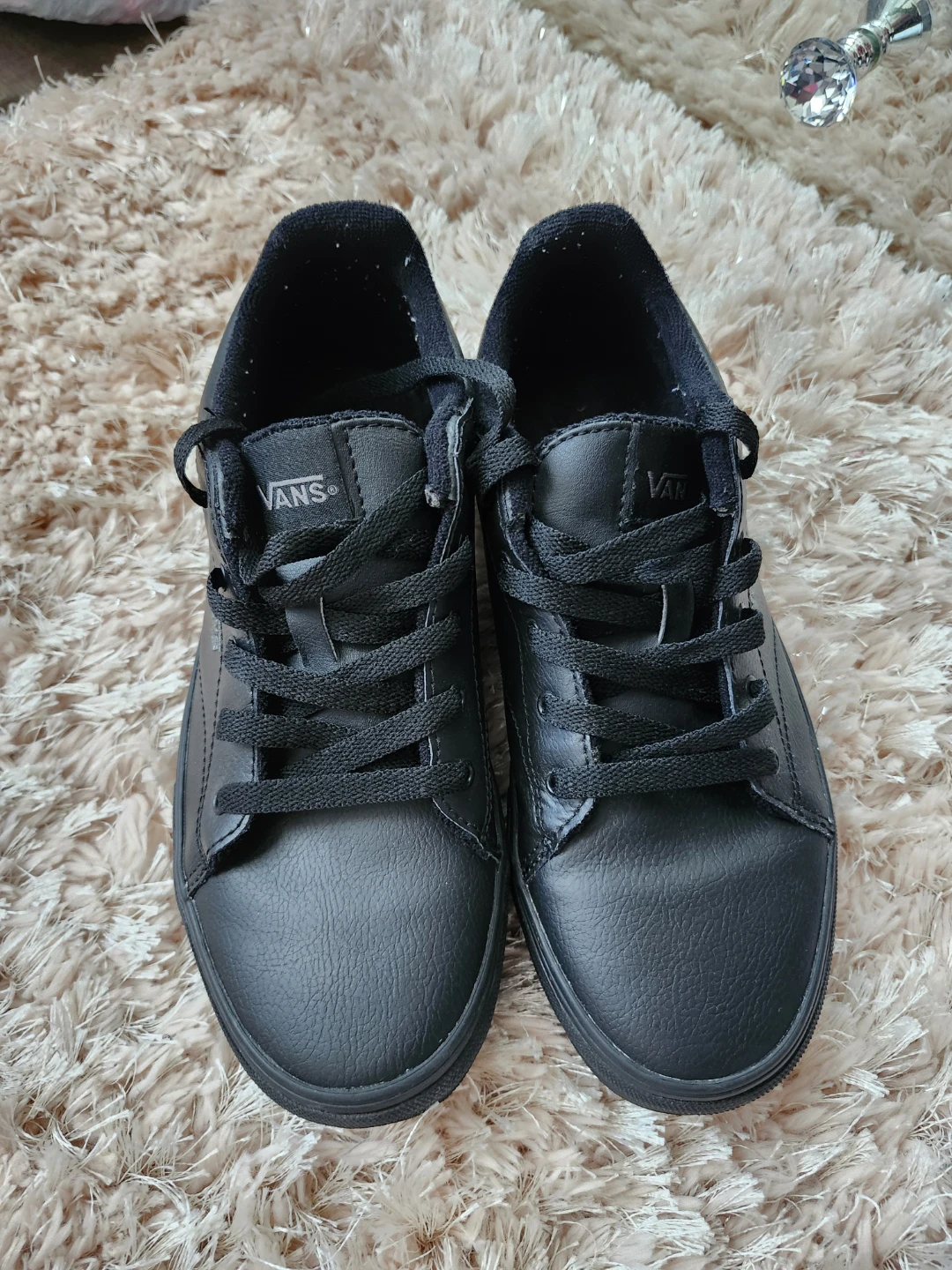 Vans Black Leather Sneakers - Youth Size 6