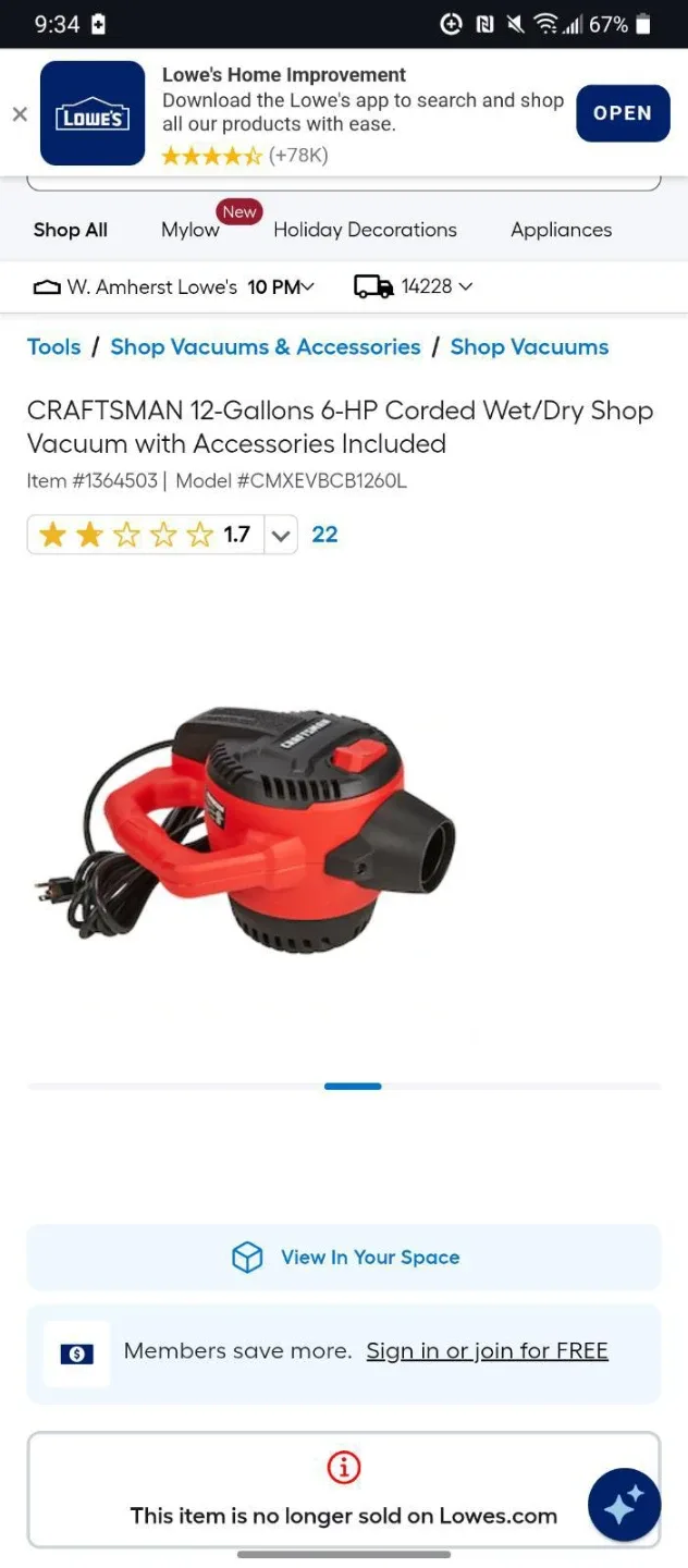 Craftsman corded dry/wet vacuum image indicator(2)