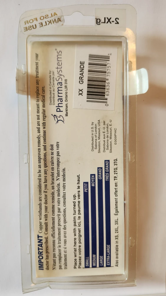 Sabona Original Copper Wristband 2XL - New in Package - photo 2