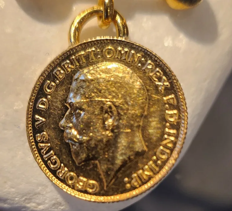 18K Yellow Gold King George Coin Pendant