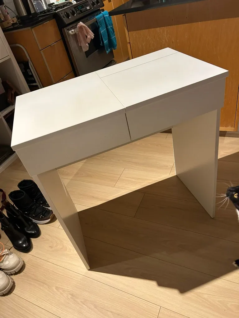 White Vanity Table with Stool