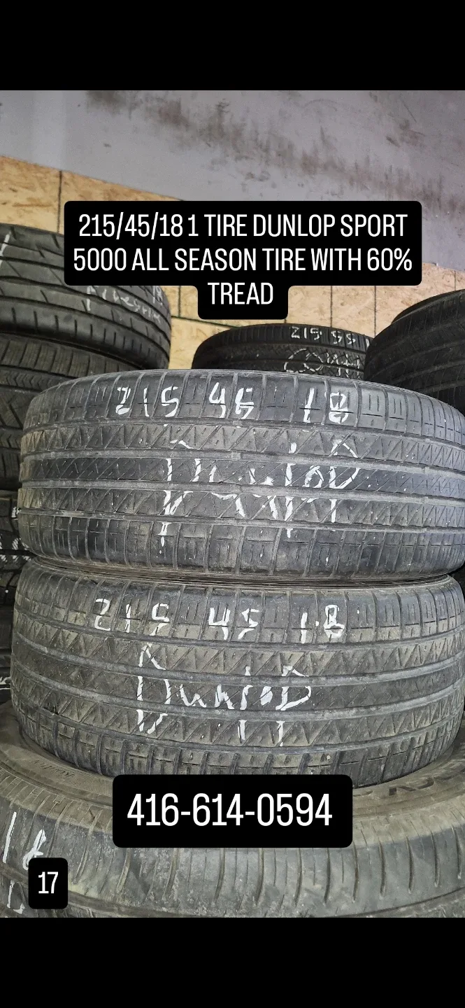 Dunlop Sport 5000 All Season Tire 215/45/18 thumbnail