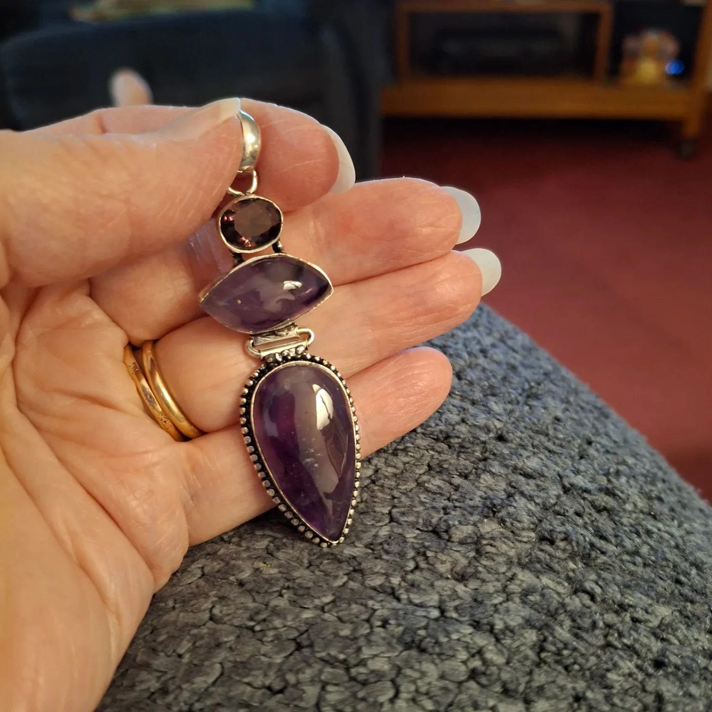 Amethyst and  Sterling Silver Pendant thumbnail