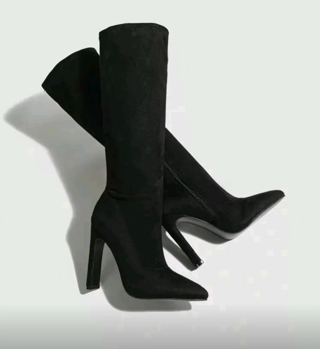 Black Knee High Stiletto Boots
