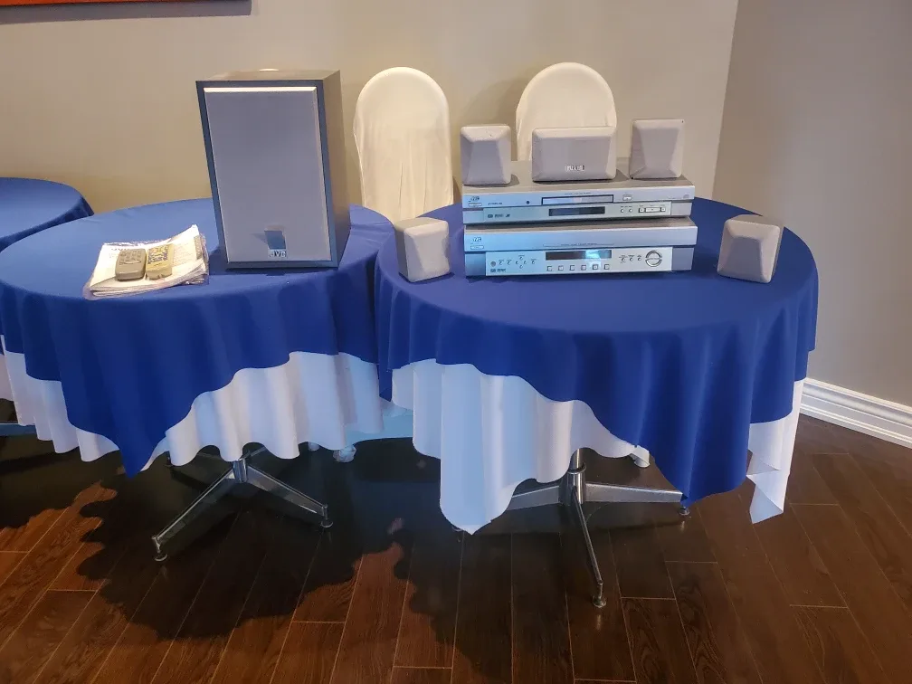 DVD/CD player plus home theater receiver plus 5 sound speakers. image indicator(5)