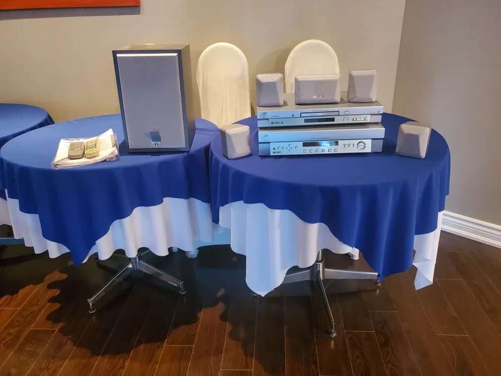 DVD/CD player plus home theater receiver plus 5 sound speakers. image indicator(7)