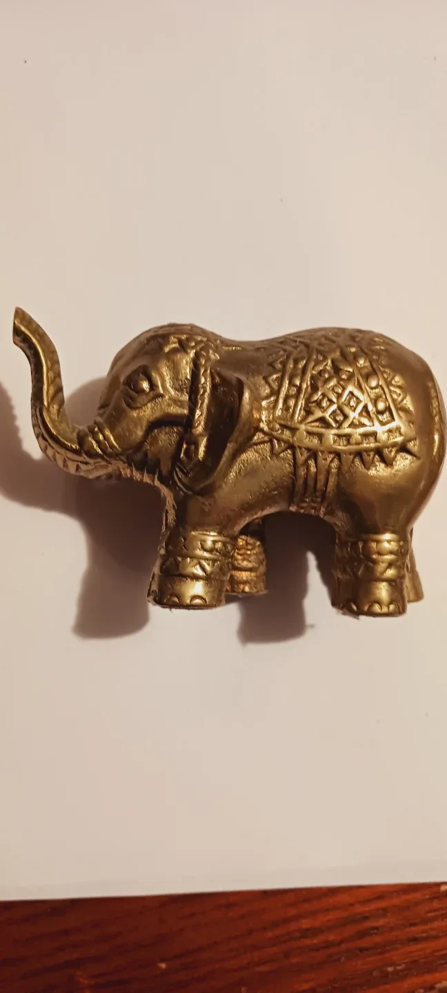 Solid Bronze or Brass Cute Lucky Elephant Figurine thumbnail