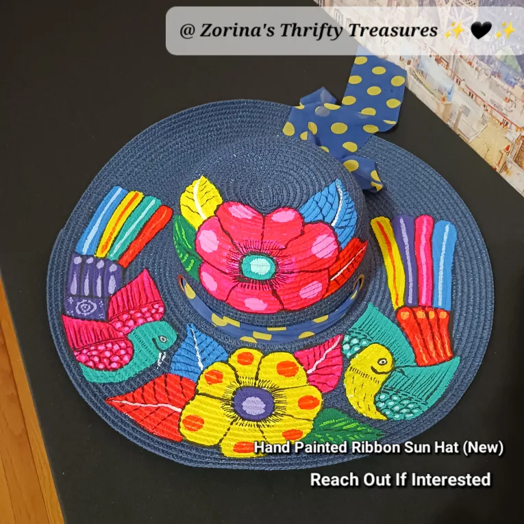 🎨 Hand Painted Ribbon Sun Hat (New) image indicator(5)