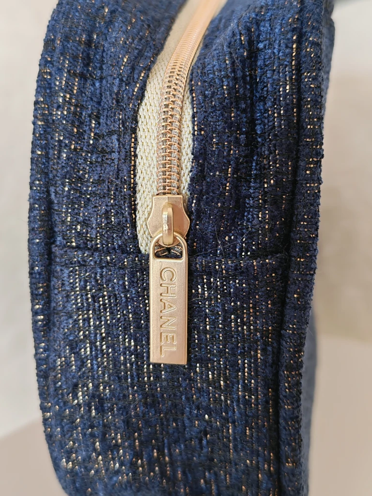 Chanel Beaute Midnight Blue and Gold Cosmetic Pouch - photo 3