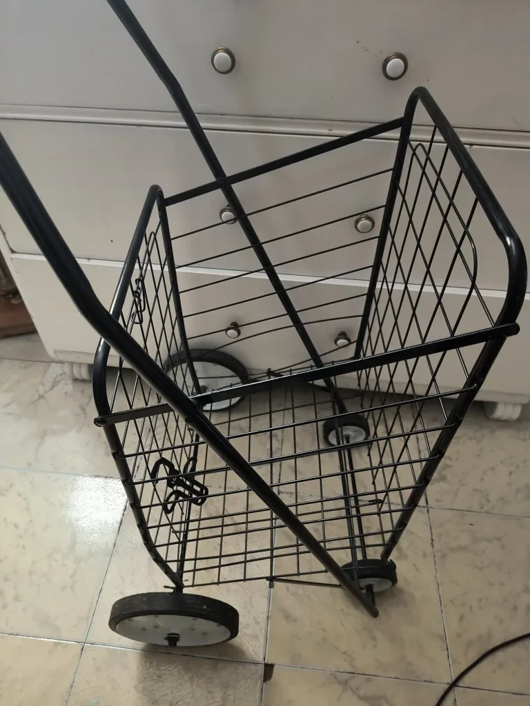 Black Metal Rolling Shopping Cart